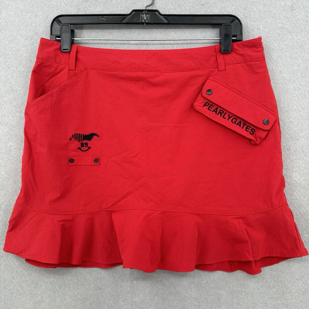 Golf Skort Pearly Gates Womens US 12 Pickleball Red Ripstop Skirt/Shorts EUC